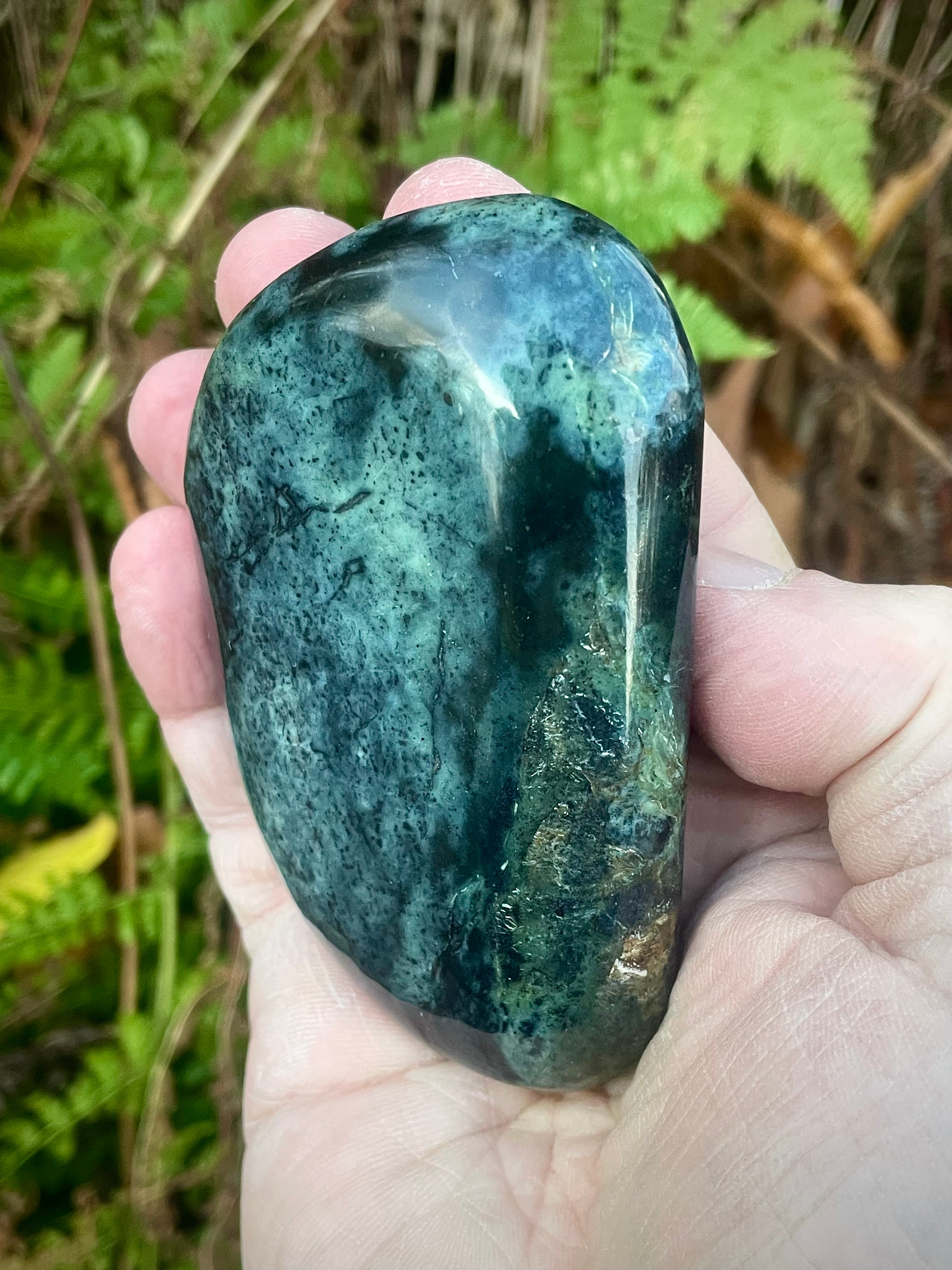 🌲 Polished Vermont Greenstone – Deep Forest/Ocean Blend (Hand-Collected & Polished)