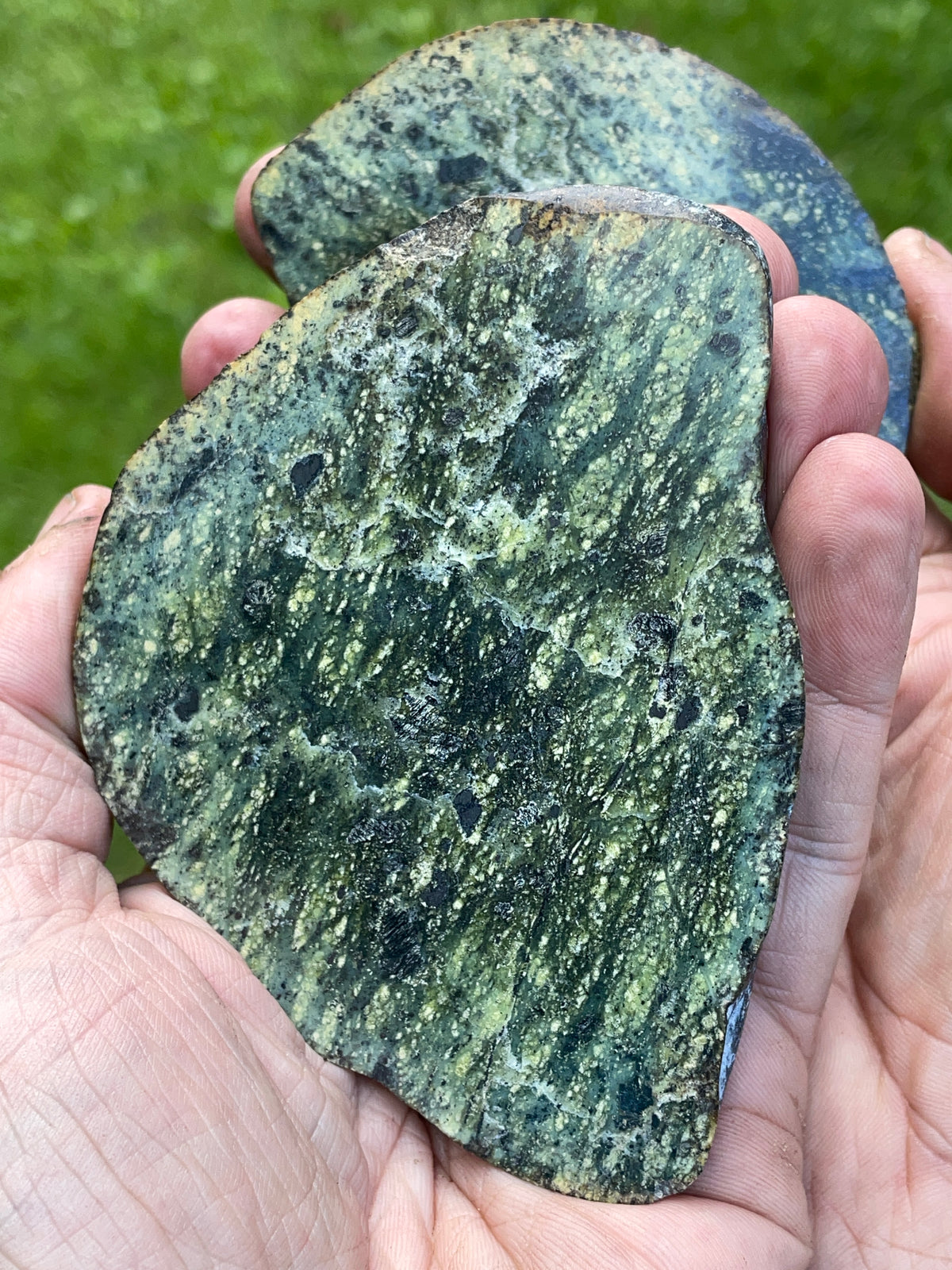 StoneBorn Creations Green Serpentine Matching Pair – Hand Polished Natural Stone