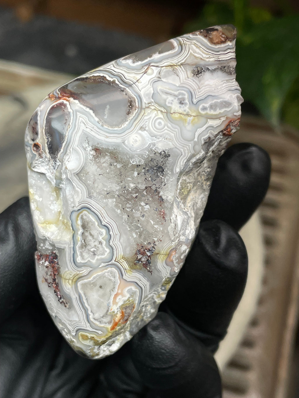 StoneBorn Creations Hand-Polished Agate Freeform with Raw Side & Crystal Pockets