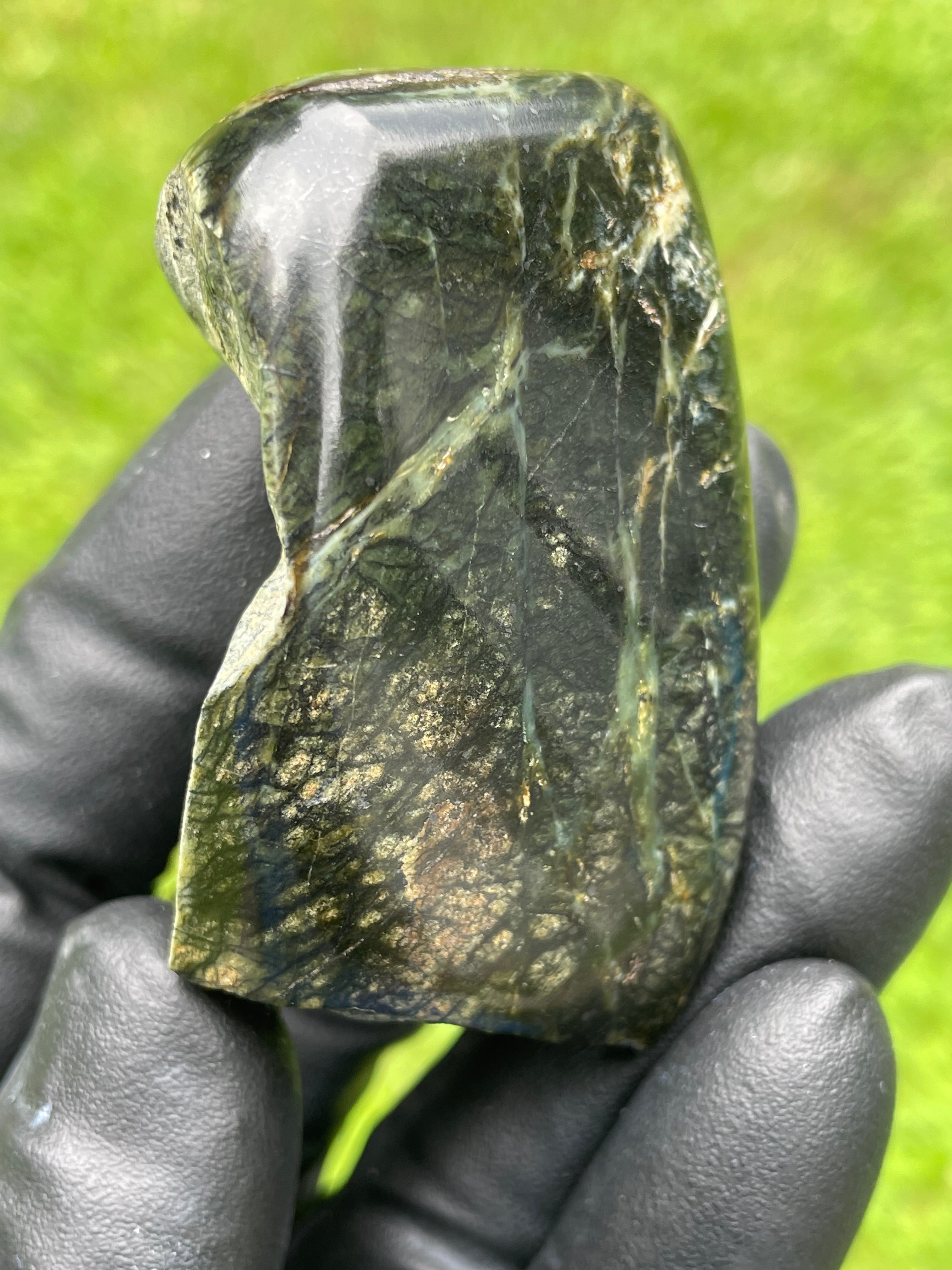 StoneBorn Creations Hand-Polished Vermont Serpentine Freeform Display Stone – One-of-a-Kind Natural Stone