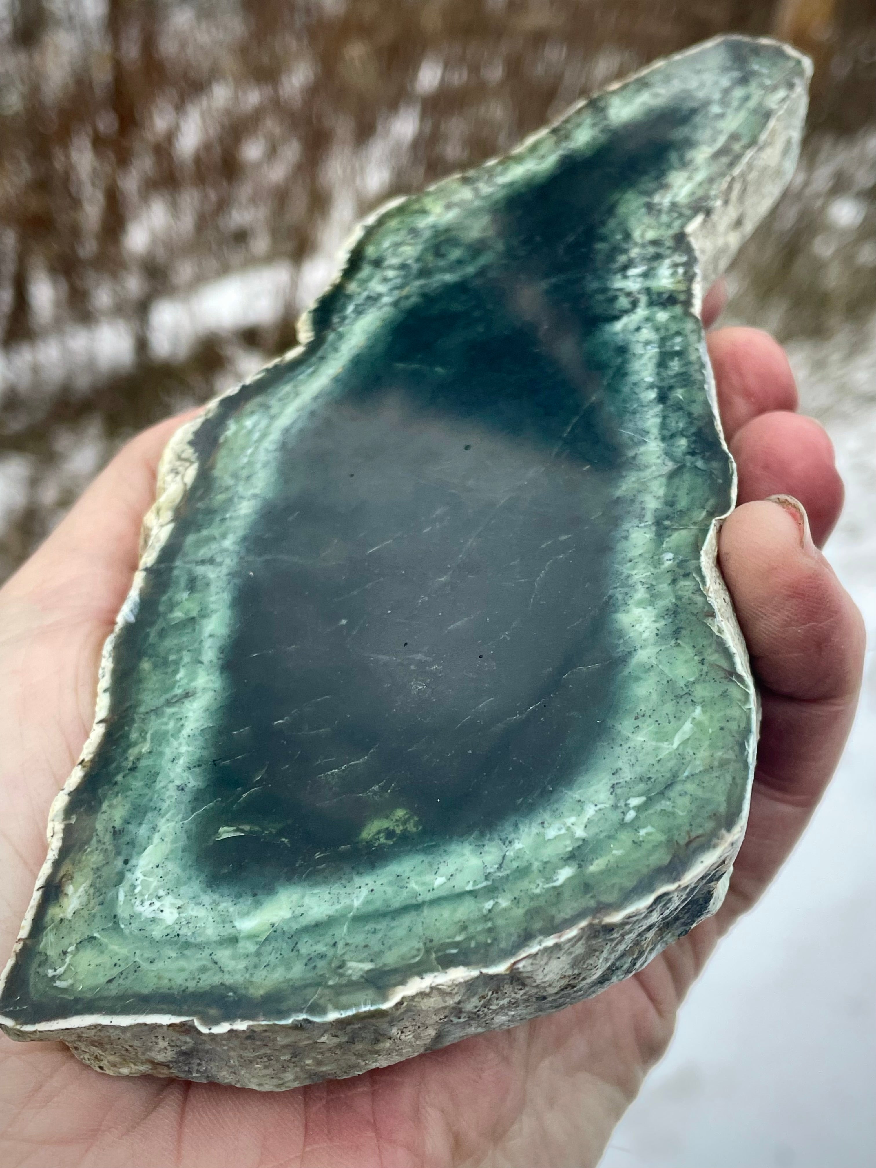 ✨ Deep Forest Green Double-Sided Polished Slab – Vermont River Stone (One-of-a-Kind)