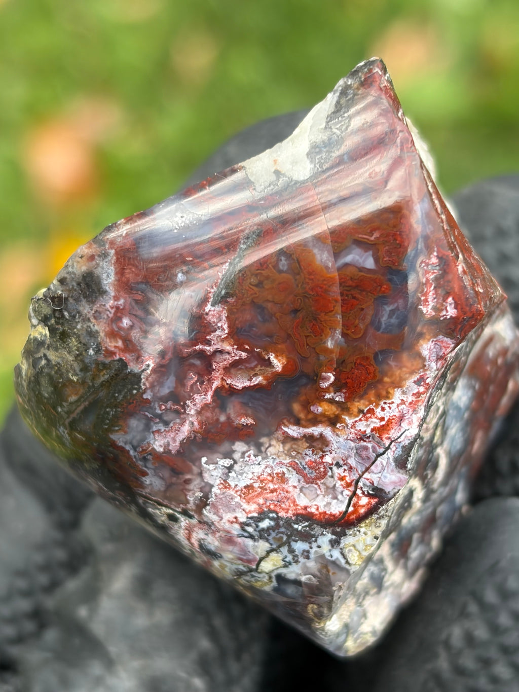 StoneBorn Creations – Red & Blue Lace Agate with Natural Quartz Vein