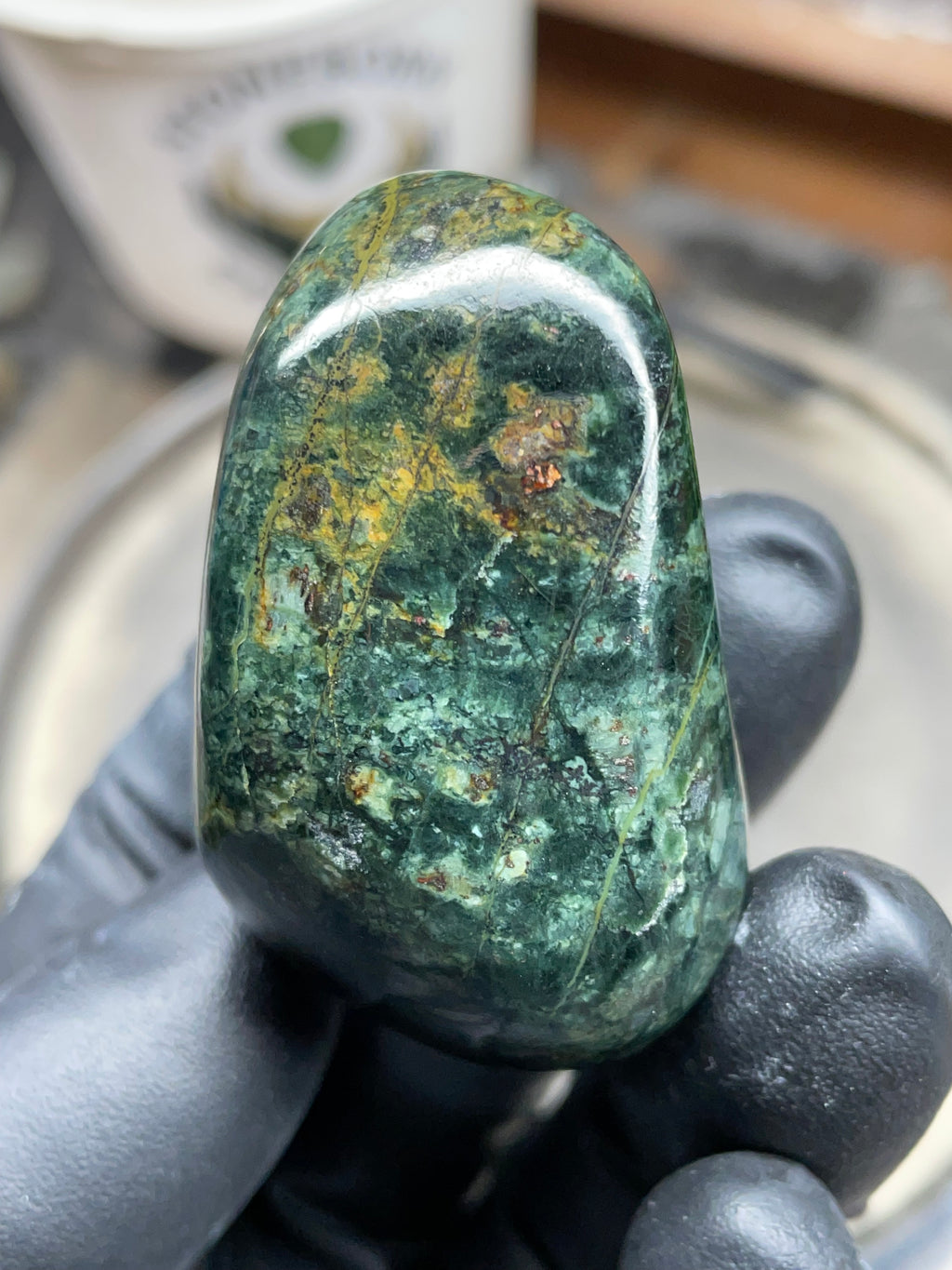 StoneBorn Creations Hand-Polished Vermont Serpentine with Deep Forest Greens, Golden Veining & Natural Mineral Inclusions